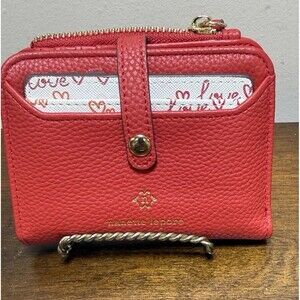 Nanette Lepore Red Bifold Wallet With Removeable Card Case Pebble Vegan Leather